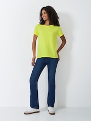 Crew Clothing Yellow Slub Crew Neck 100% Cotton T-Shirt - Image 3 of 5