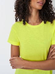 Crew Clothing Yellow Slub Crew Neck 100% Cotton T-Shirt - Image 4 of 5