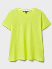 Crew Clothing Yellow Slub Crew Neck 100% Cotton T-Shirt - Image 5 of 5