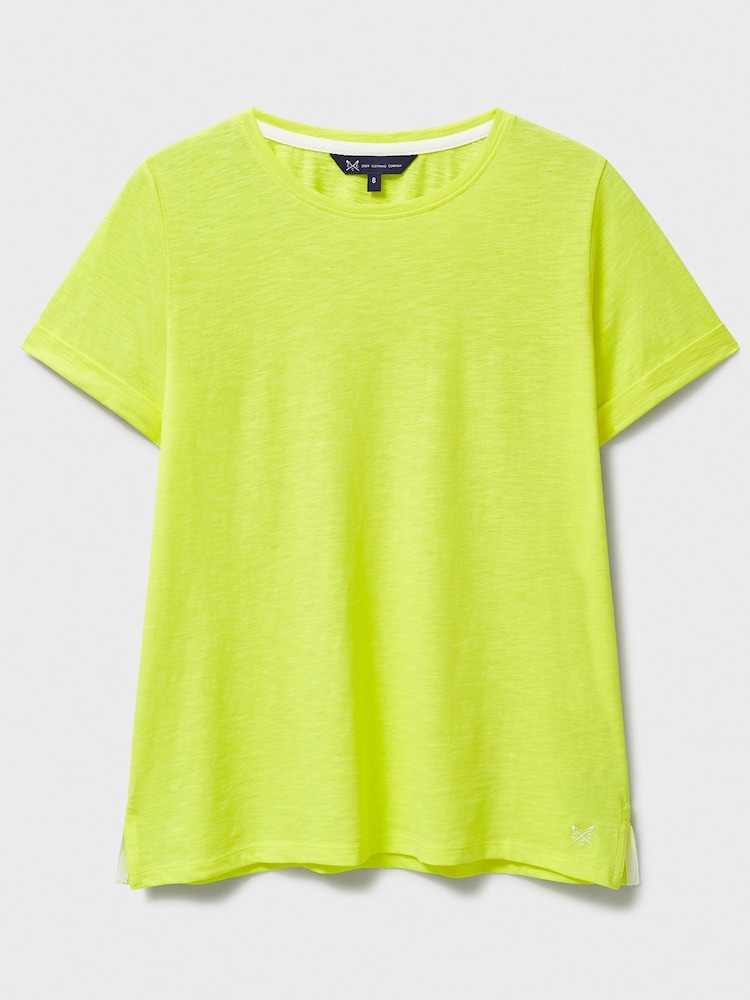 Crew Clothing Yellow Slub Crew Neck 100% Cotton T-Shirt - Image 5 of 5
