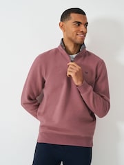 Crew Clothing Pink Classic Quarter Zip Sweatshirt - Image 1 of 5