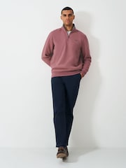 Crew Clothing Pink Classic Quarter Zip Sweatshirt - Image 3 of 5