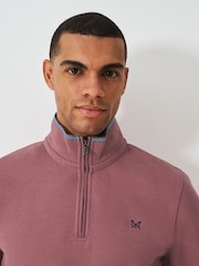 Crew Clothing Pink Classic Quarter Zip Sweatshirt - Image 4 of 5