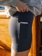 Chelsea Peers Grey SoftSculpt Rib Cycling Shorts - Image 4 of 5