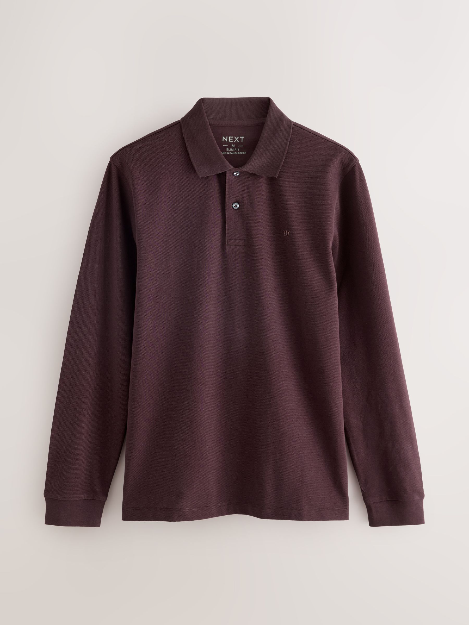 Buy Burgundy Red Regular Fit Long Sleeve Pique Polo Shirt from