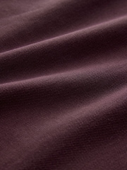 Burgundy Red Regular Fit Long Sleeve Pique Polo Shirt - Image 6 of 7