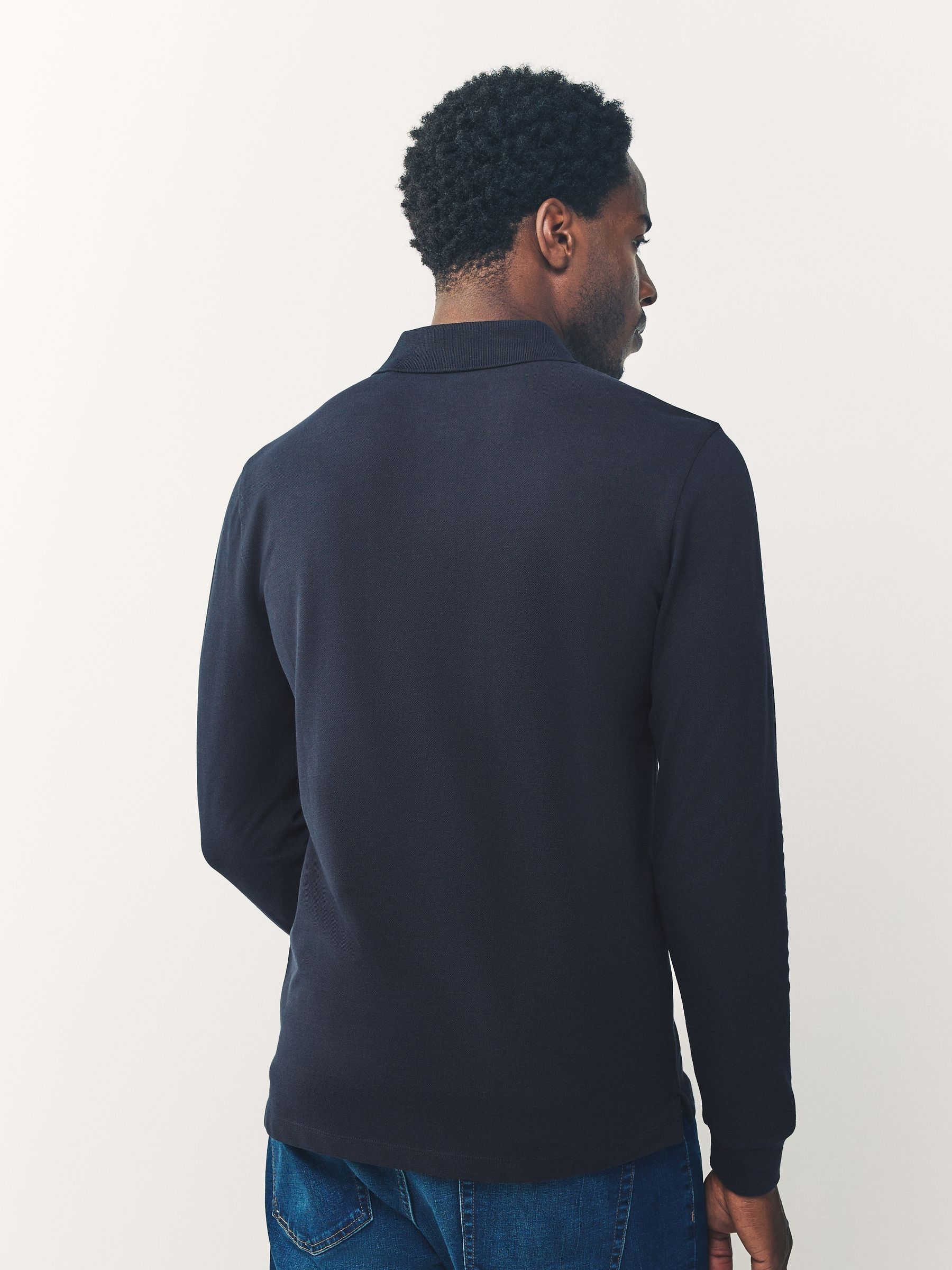 Buy Navy Blue Slim Fit Long Sleeve Pique Polo Shirt from Next