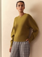 Olivgrün - 100% Merino Wool N.Premium Neppy Jumper - Bild 3 von 5