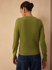 Green 100% Cashmere Crew Neck Jumper - Image 3 of 8