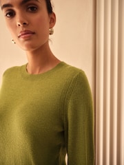 Green 100% Cashmere Crew Neck Jumper - Image 4 of 8