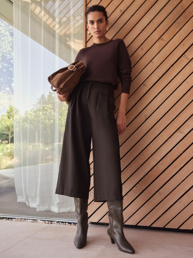Chocolate Brown 100% Cashmere Crew Neck Jumper - Image 2 of 8