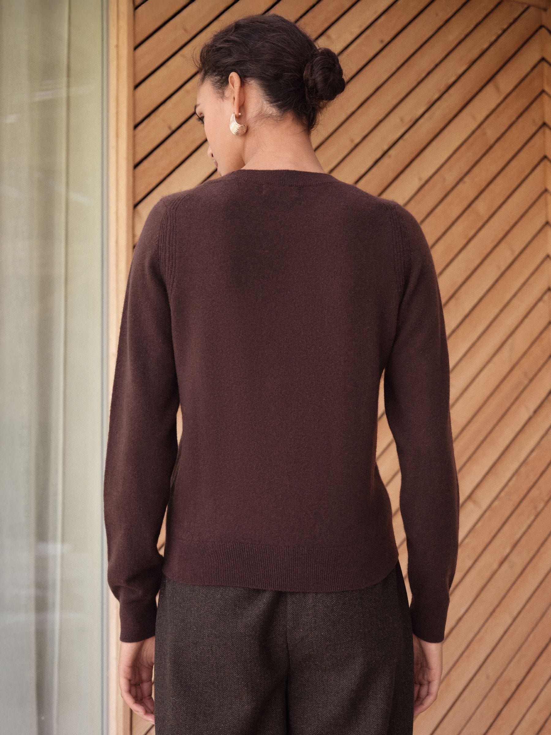 Buy Chocolate Brown N.Premium 100% Cashmere Crew Neck Jumper from