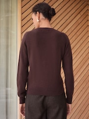 Chocolate Brown 100% Cashmere Crew Neck Jumper - Image 3 of 8