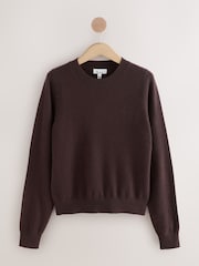 Chocolate Brown 100% Cashmere Crew Neck Jumper - Image 5 of 8