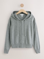 Grey Wool Cashmere Blend Co-Ord Knitted Zip Up Hoodie - Image 1 of 3