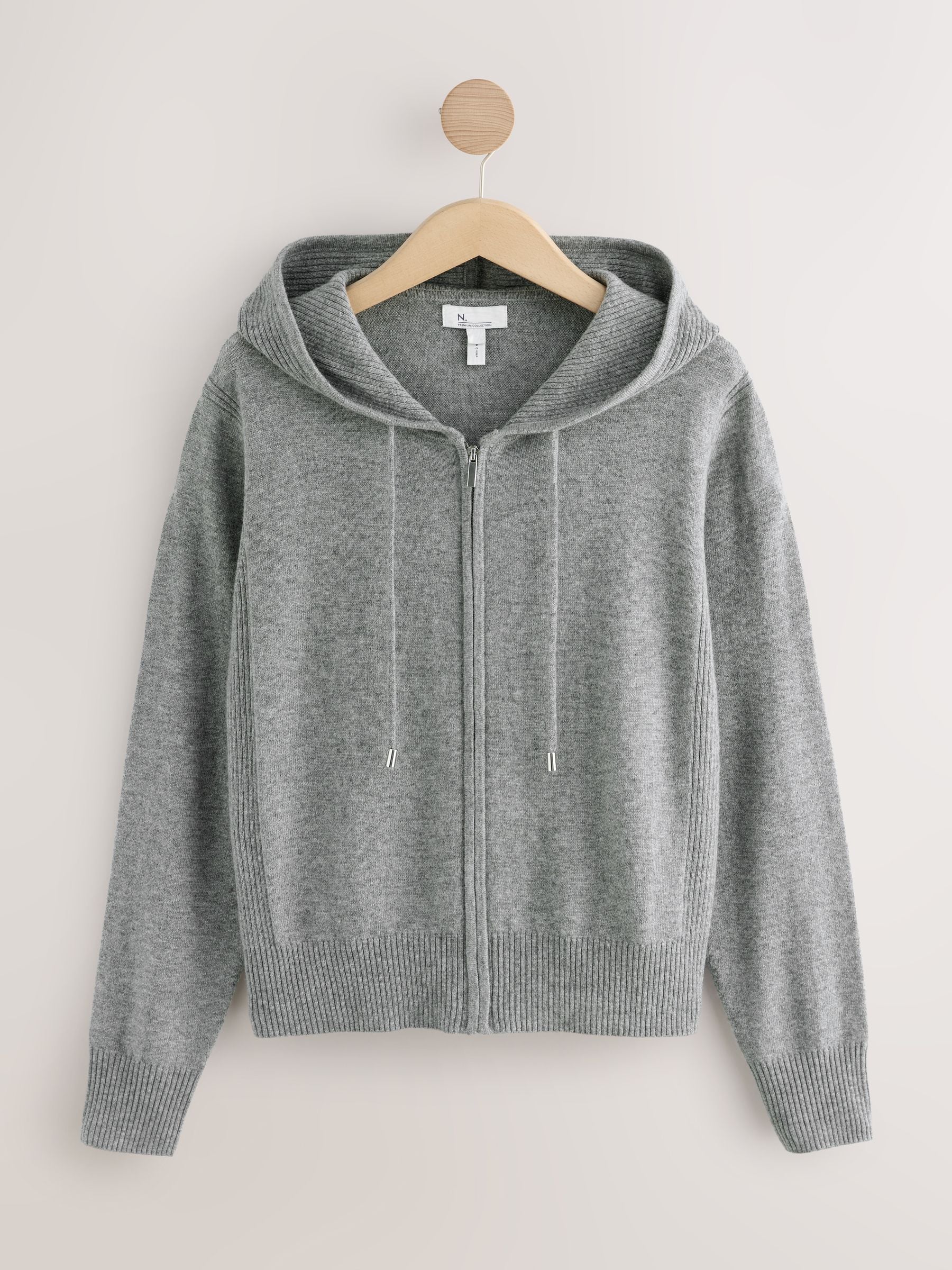 Buy Grey N.Premium Wool Cashmere Blend Co-Ord Knitted Zip Up