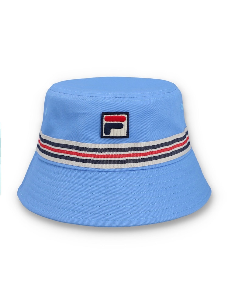Fila Blue Jojo Fbox And Heritage Stipe Bucket 100% Cotton Hat - Image 1 of 4 Fila Blue Jojo Fbox And Heritage Stipe Bucket 100% Cotton Hat - Image 1 of 4