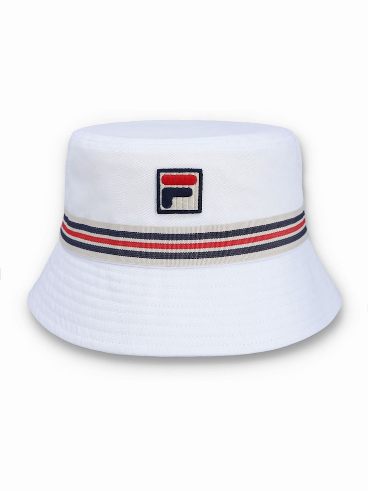 Blanco - Fila Jojo Fbox And Heritage Stipe Bucket 100% Cotton Hat - Imagen 2 de 4