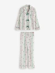 Laura Ashley Green Button Through Christmas Bow Pyjamas - Image 5 of 7