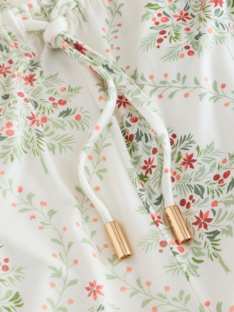 Laura Ashley Ecru Long Sleeve Jersey Woven Christmas Pyjamas - Image 15 of 15