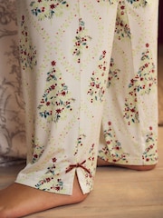 Laura Ashley Ecru Long Sleeve Jersey Woven Christmas Pyjamas - Image 7 of 15