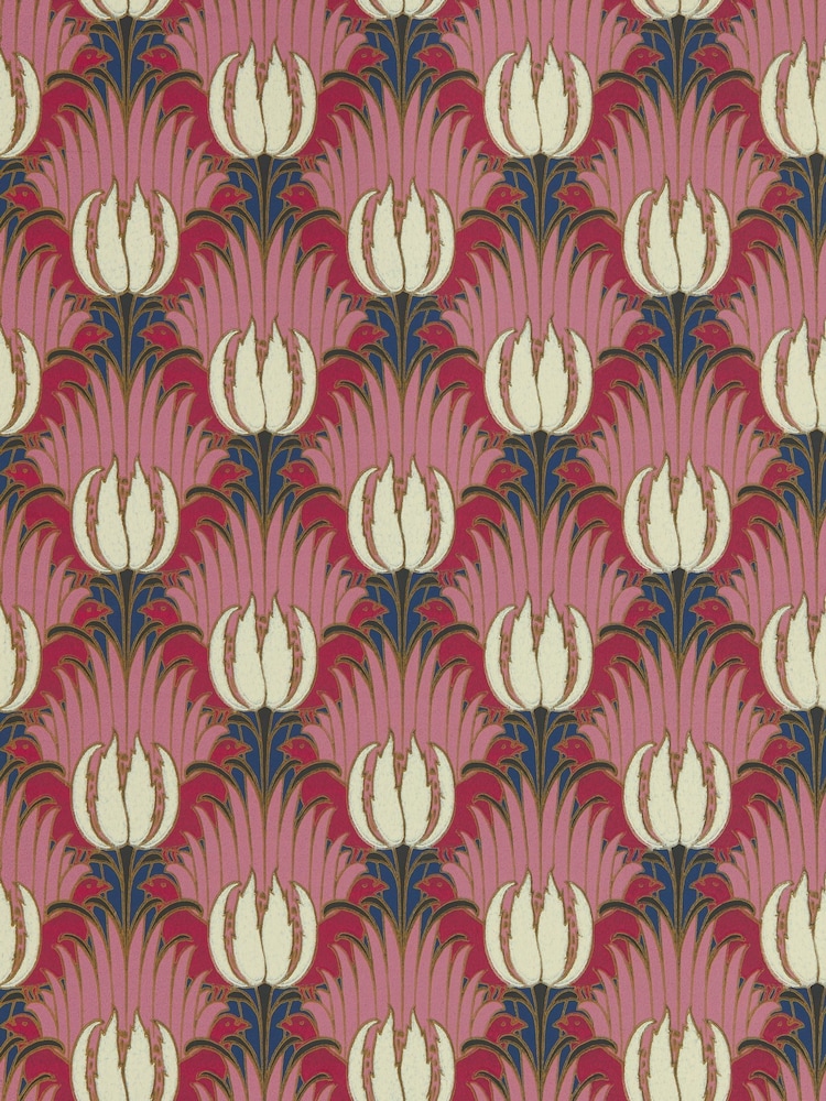 Morris & Co Amaranth Blush Tulip & Bird Bedford Park A4 Wallpaper Sample - Image 1 of 1