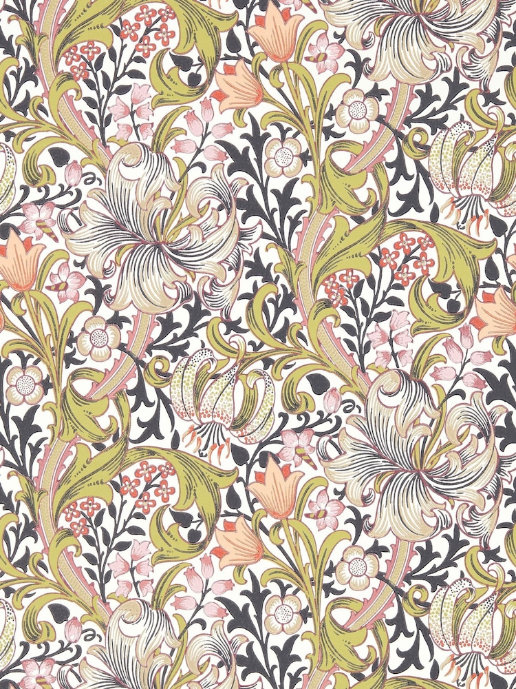Morris & Co Espresso Golden Lily Bedford Park A4 Wallpaper Sample - Image 1 of 1