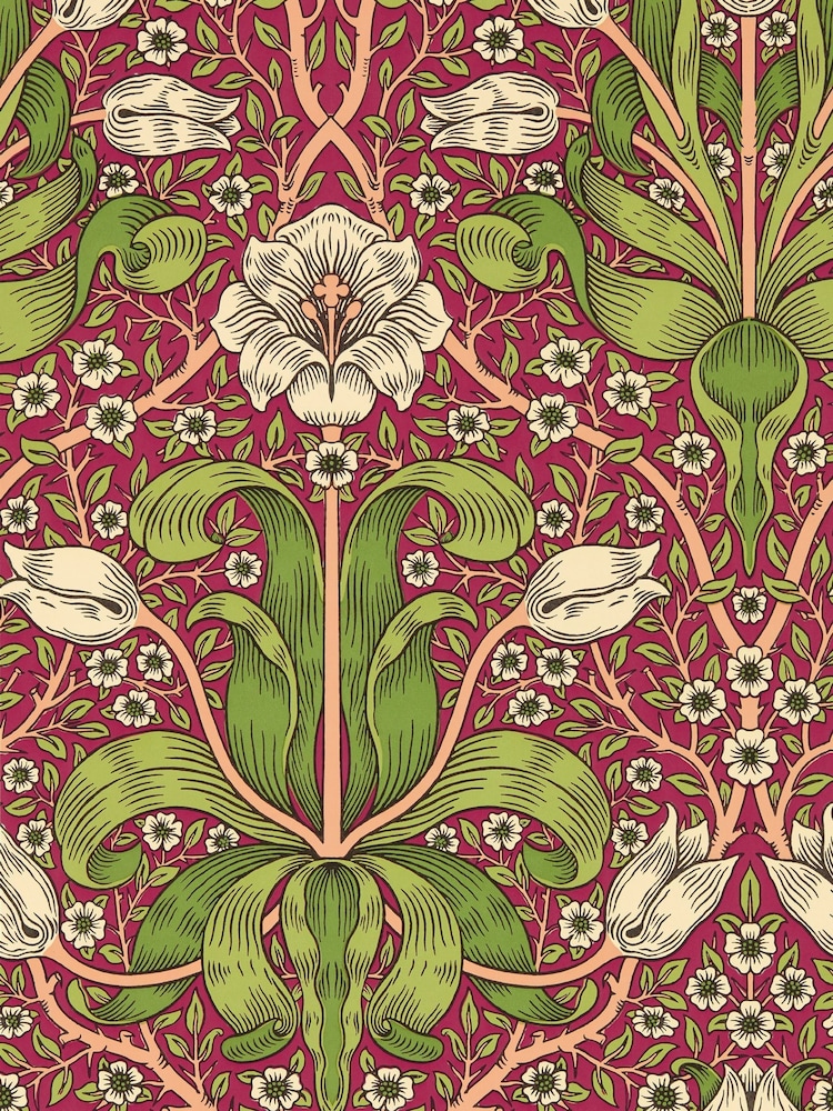 Morris & Co Maraschino Cherry Spring Thicket Bedford Park A4 Wallpaper Sample - Image 1 of 1