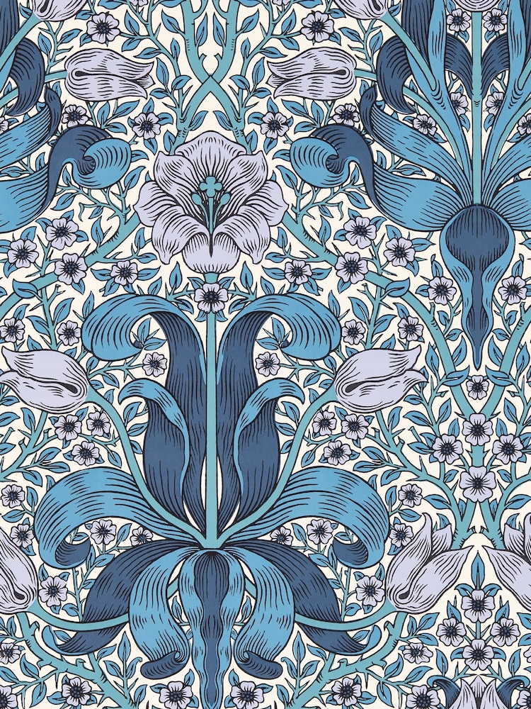 Morris & Co Indigo or Lilac Spring Thicket Bedford Park A4 Wallpaper Sample - Image 1 of 1
