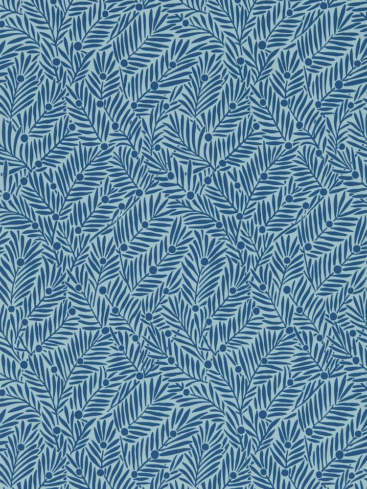 Morris & Co Indigo Yew & Aril Bedford Park A4 Wallpaper Sample - Image 1 of 1