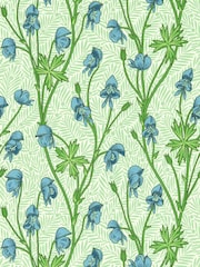 Morris & Co Cobalt or Goblin Green Monkshood Bedford Park A4 Wallpaper Sample - Image 1 of 1