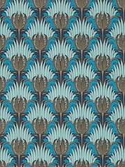 Morris & Co Opal  Seafoam Tulip & Bird Bedford Park A4 Wallpaper Sample - Image 1 of 1