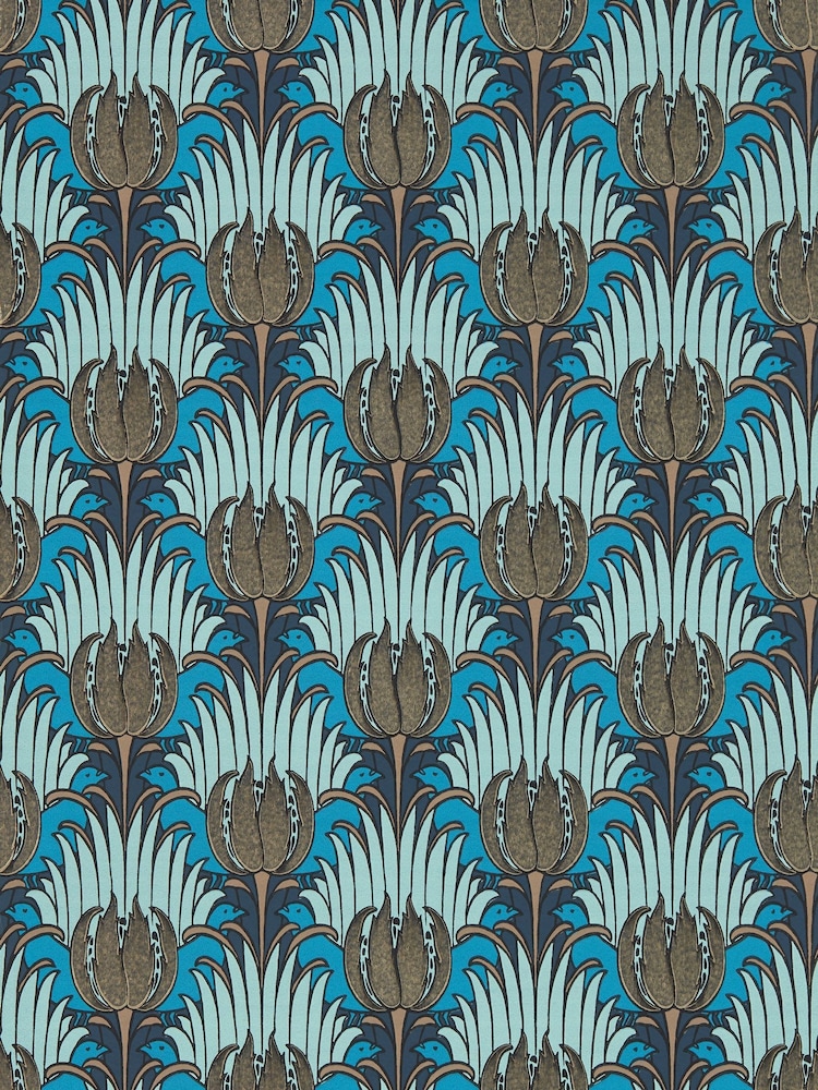 Morris & Co Opal  Seafoam Tulip & Bird Bedford Park A4 Wallpaper Sample - Image 1 of 1
