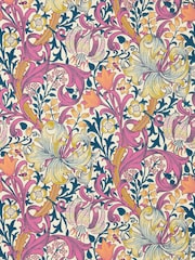 Morris & Co Pink Fizz Golden Lily Bedford Park A4 Wallpaper Sample - Image 1 of 1