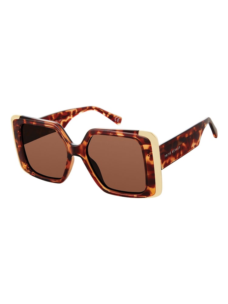 Prive Revaux Brown Glam Me Square Sunglasses - Image 2 of 3