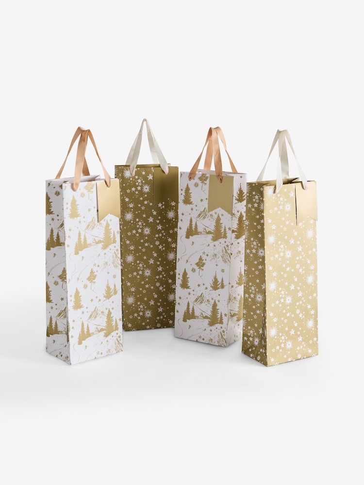 4 Pack Gold Trees Christmas Bottle Bags - Image 1 of 3