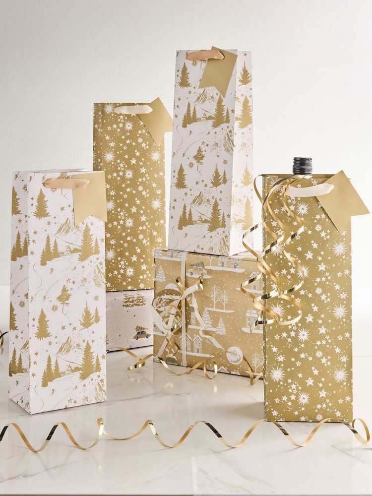 4 Pack Gold Trees Christmas Bottle Bags - Image 2 of 3