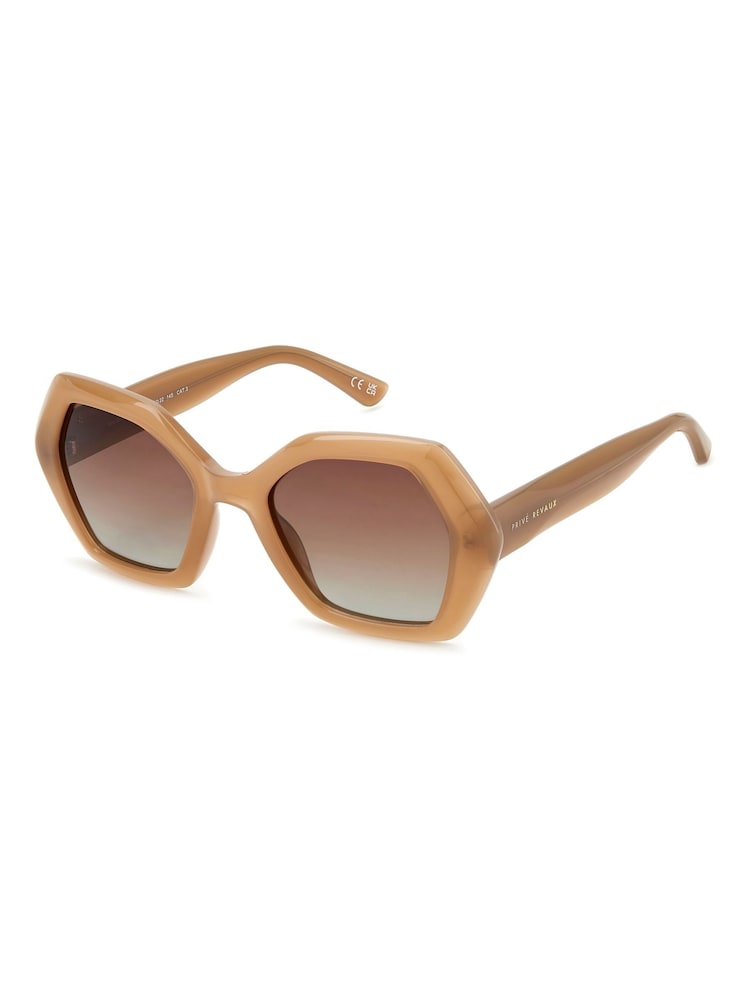 Prive Revaux Nude Vero Beach Rectangular Geometrical Sunglasses - Image 2 of 4