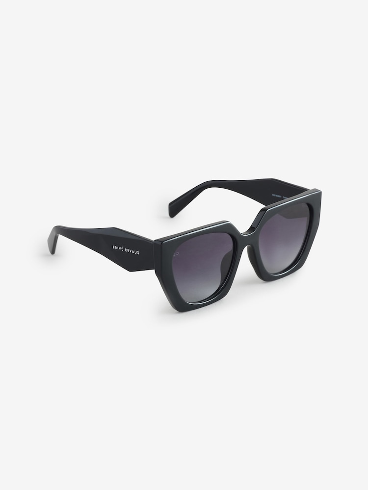 Prive Revaux Black Backstage Rectangular Sunglasses - Image 1 of 1