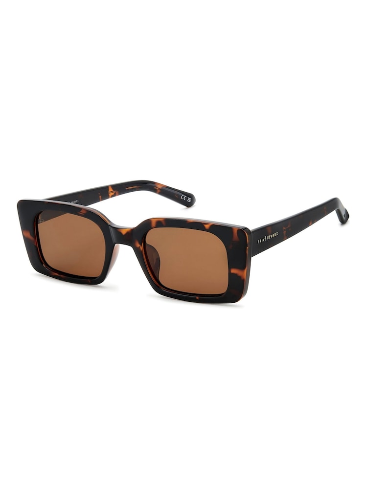 Prive Revaux Brown Playa Linda Rectangular Sunglasses - Image 2 of 4