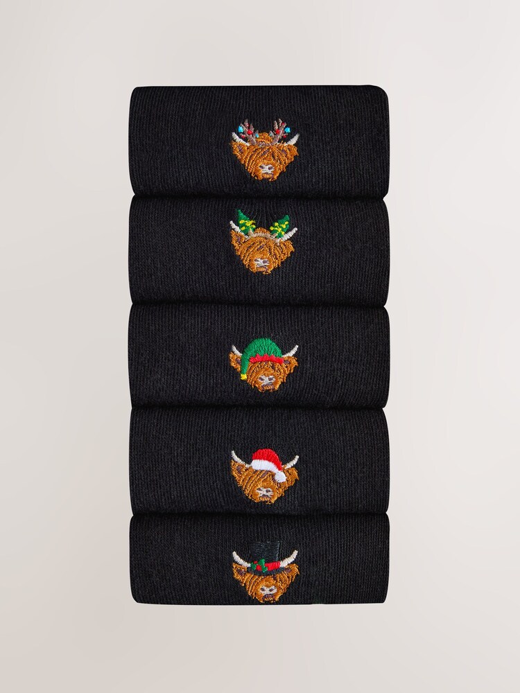 Black Christmas Hamish - Socken mit origineller Stickerei, 5er-Pack - Bild 1 von 9 Black Christmas Hamish - Socken mit origineller Stickerei, 5er-Pack - Bild 1 von 9