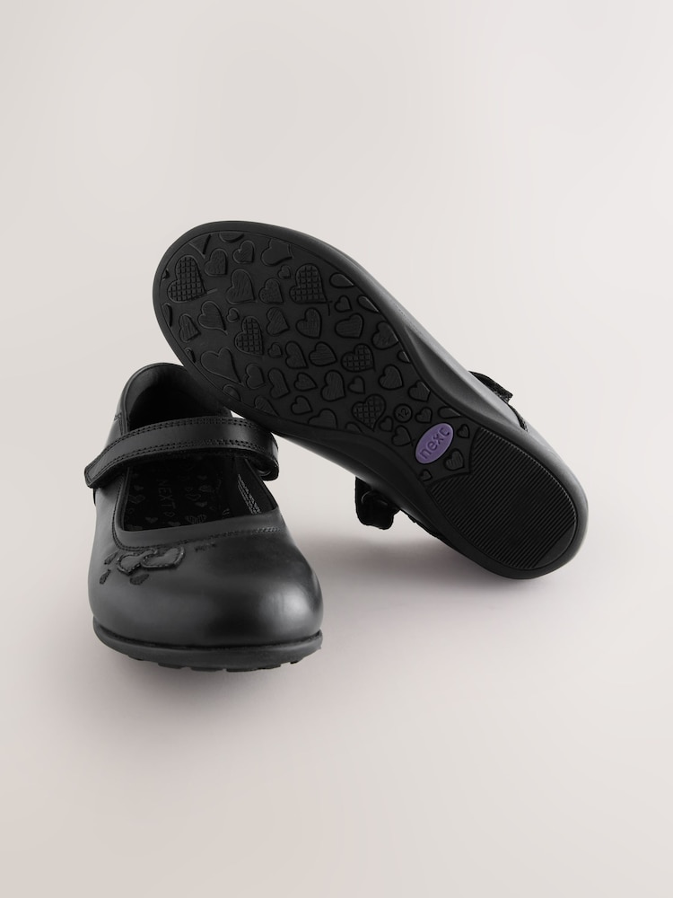Black Leather Standard Fit (F) Mary Jane School Shoes - Image 5 of 5