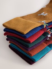 Blue/Red Safari Animals Fun Pattern Socks 8 Pack - Image 11 of 11