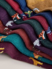 Blue/Red Safari Animals Fun Pattern Socks 8 Pack - Image 2 of 11