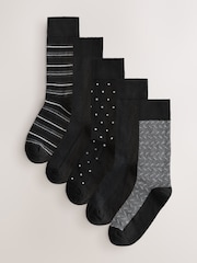 Black/Grey Pattern Smart Socks - Image 1 of 8