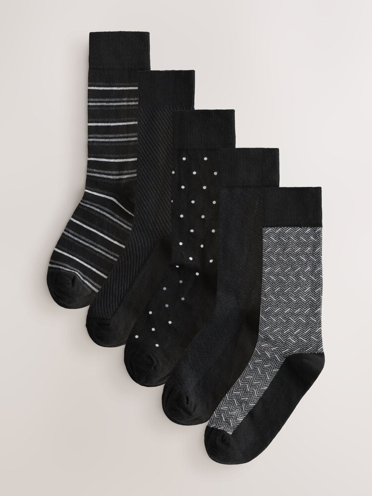 Black/Grey Pattern Smart Socks - Image 1 of 8