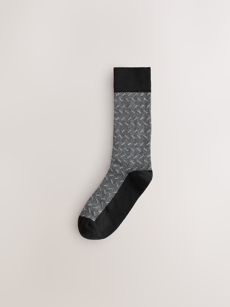Black/Grey Pattern Smart Socks - Image 2 of 8
