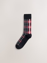 Black/Blue/Brown Check Pattern Smart Socks - Image 2 of 8