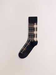 Black/Blue/Brown Check Pattern Smart Socks - Image 3 of 8