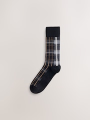 Black/Blue/Brown Check Pattern Smart Socks - Image 4 of 8